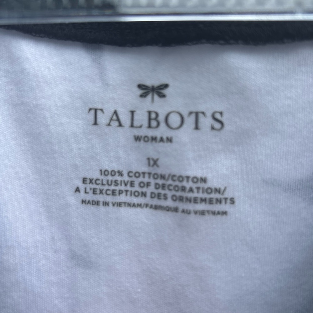 Talbots Floral Sleeveless Dress Women’s 1X Black/white 100% Cotton Shift Stretch - Picture 5 of 14